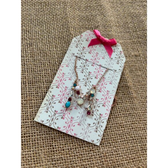 Personalized Letter M Necklace With Gemstones & Rose Gold Chain - Picture 8 of 9